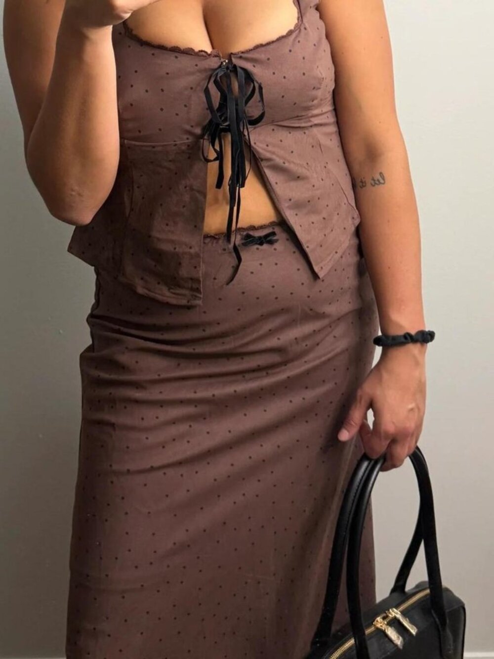 Espresso Polka Dot Skirt and Top Set